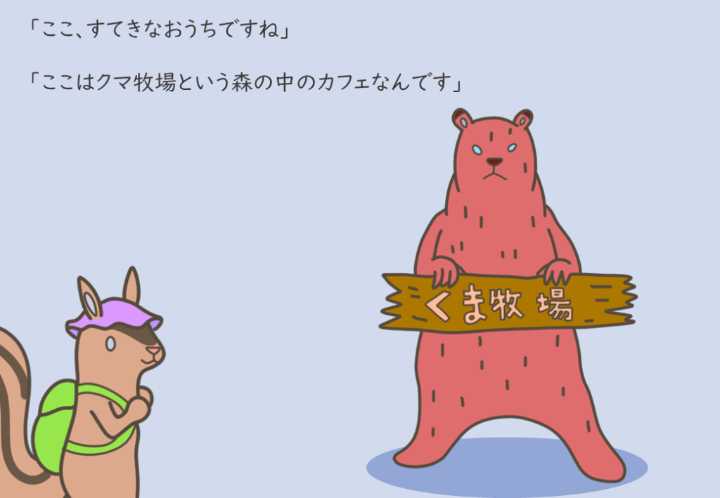 ココが森の中のカフェでした。