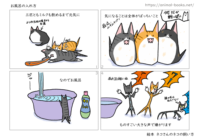 ネコのお風呂｜ネコの育て方絵本12