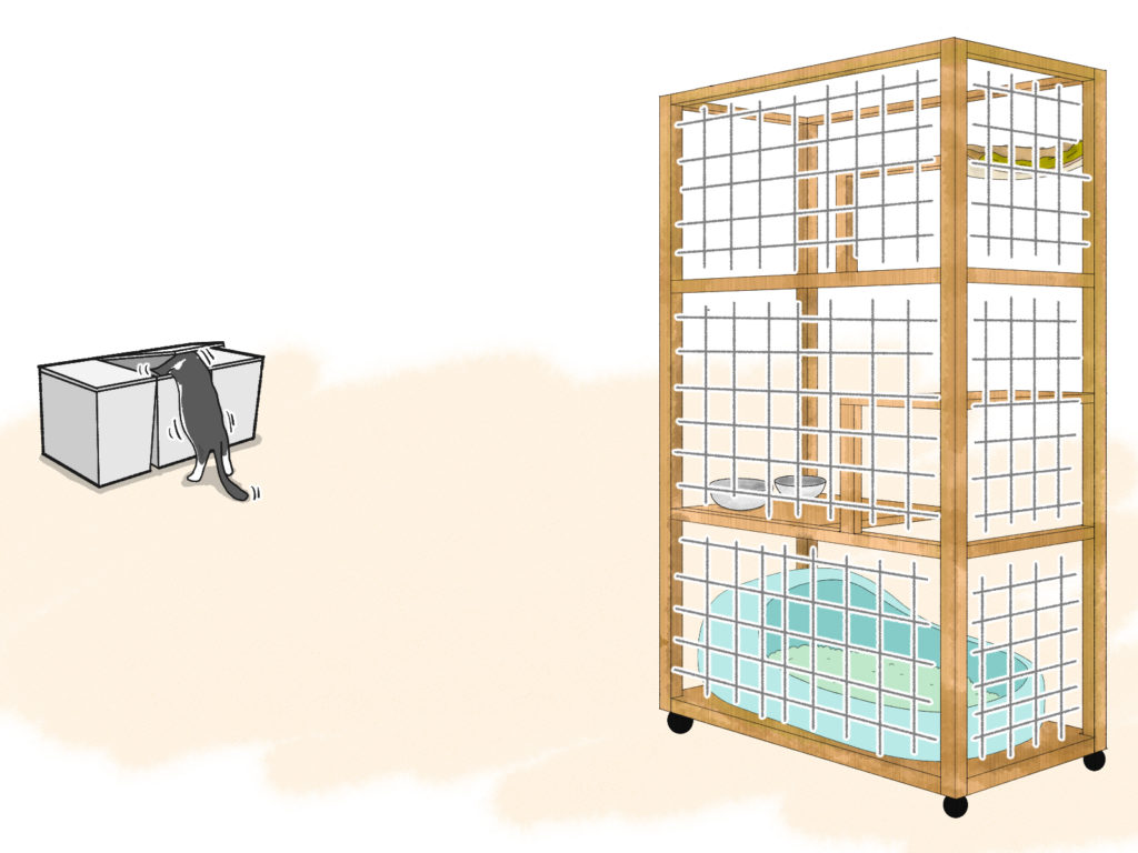 ゴミを漁るアゴひげニャンコのモウフモッテ