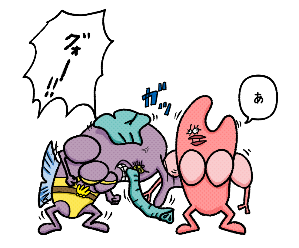 クワガタをとらえたカブトムシ